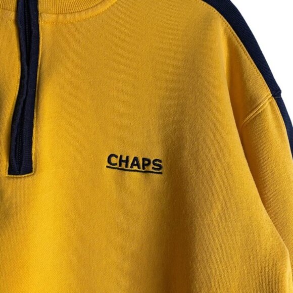Chaps Men's Yellow 1/4 Zip Striped Long Sleeve Sweatshirt - Picture 4 of 9